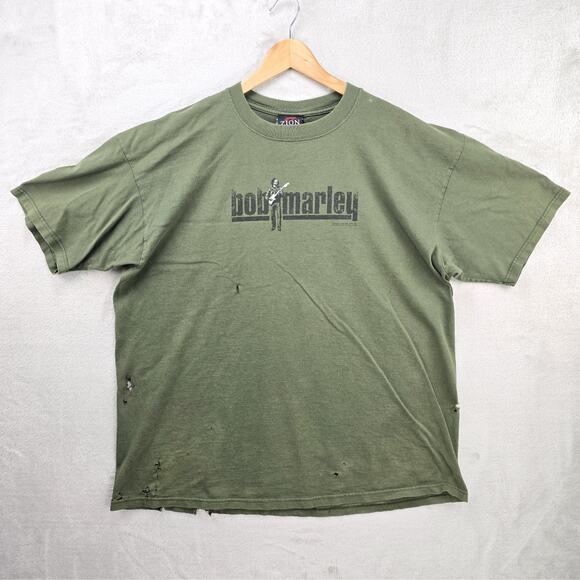 Distressed Vintage Bob Marley Zion Rootswear Shirt Mens XXL 2000 Y2K Thrashed - Picture 1 of 12